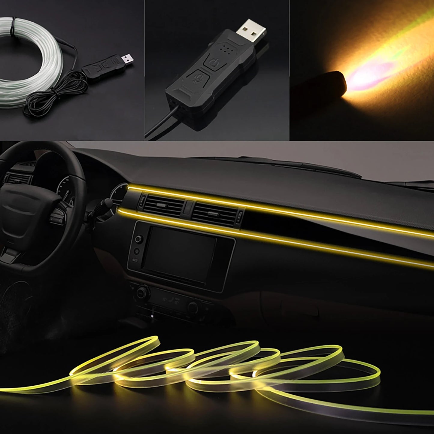 Tira de luces LED RGB para ambiente interior de coche