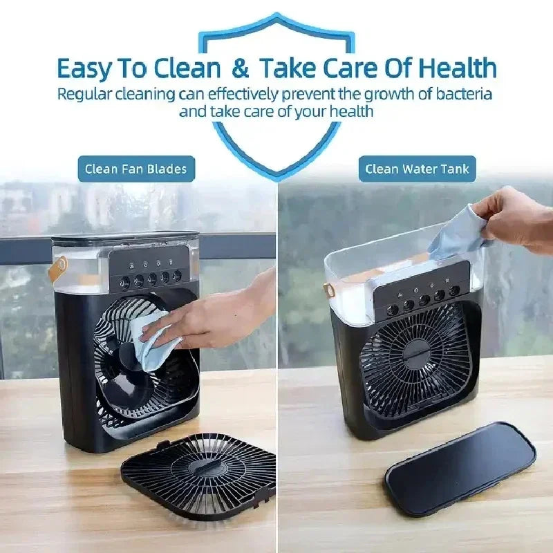 3 in 1 Fan Air Conditioners Portable Cooling Fan LED Night Light Water Mist