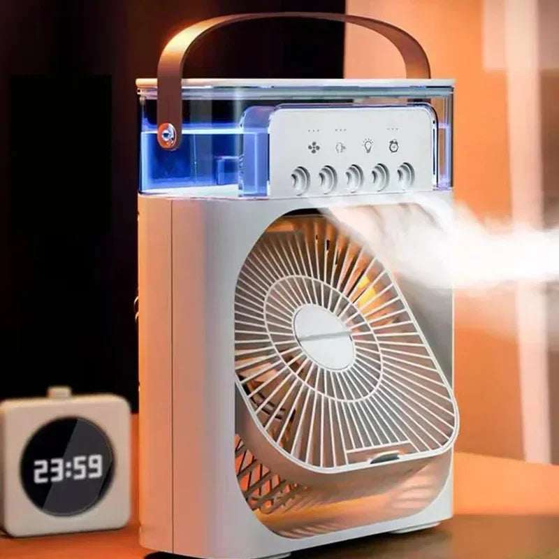 3 in 1 Fan Air Conditioners Portable Cooling Fan LED Night Light Water Mist