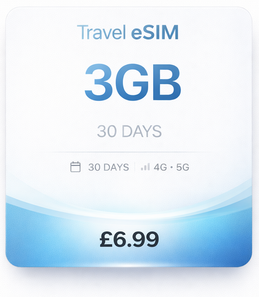 Travel eSIM 3GB – 30 Day Data Plan