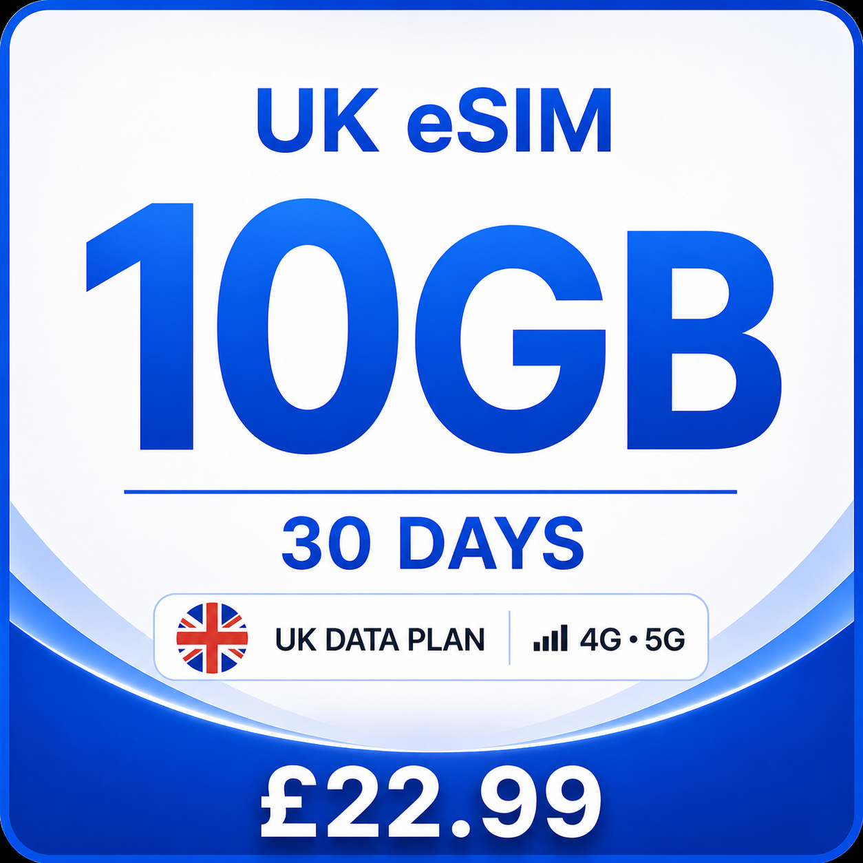 UK eSIM 10GB – 30 Day Data Plan