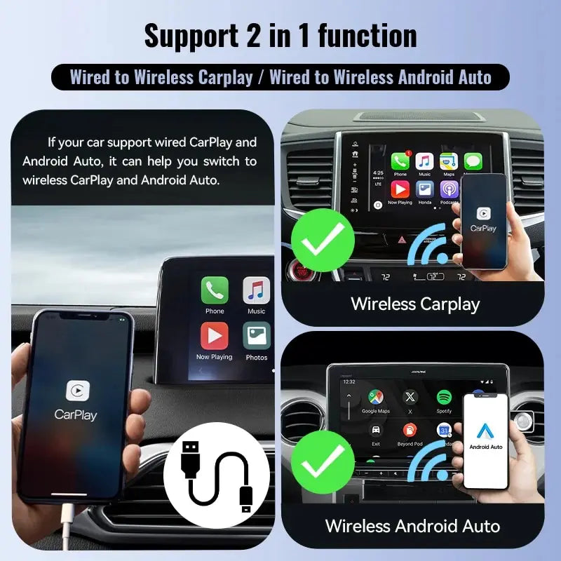 Adaptador inalámbrico CarPlay/Android Auto