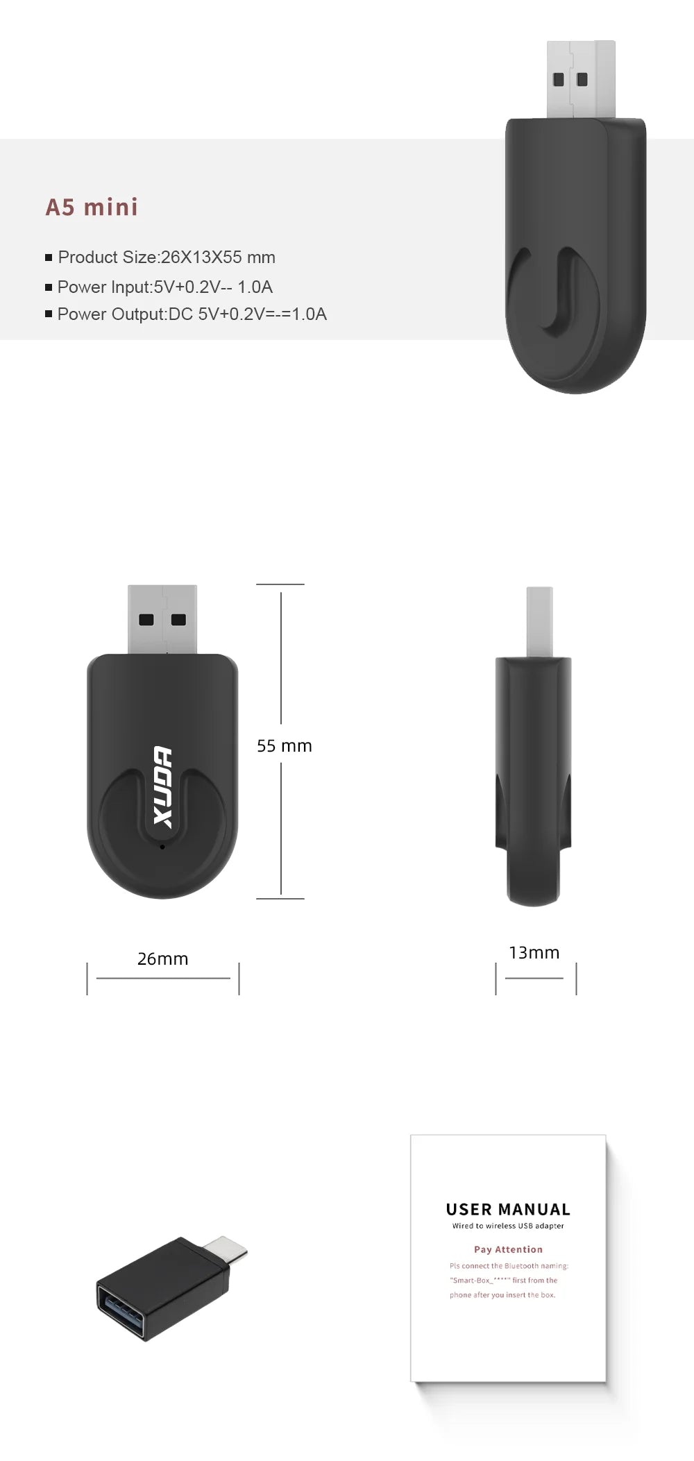 Adaptador inalámbrico CarPlay/Android Auto